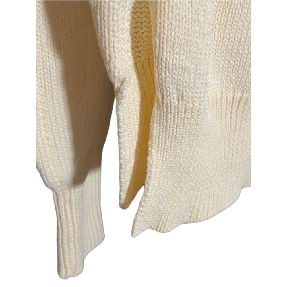 Theory Oversize Chunky Ecru Sweater Pullover with Slits Ivory cotton size small - Picture 10 of 13